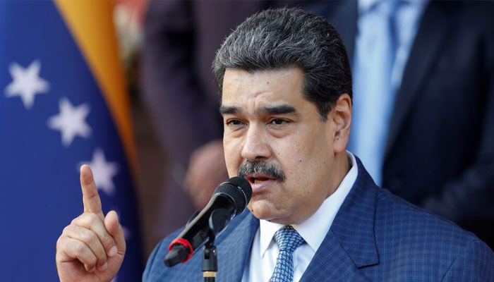 Venezuelas President Nicolas Maduro addresses the media at the Miraflores Palace, in Caracas, Venezuela on October 15, 2021 — Reuters