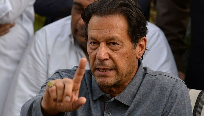 PTI founder Imran Khan gestures at a press conference in this undated image. — AFP/File