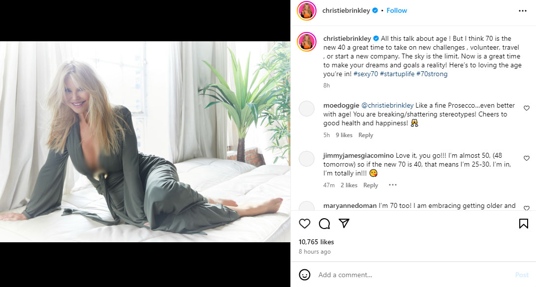 Christie Brinkley inspires fans by declaring 70 is the new 40