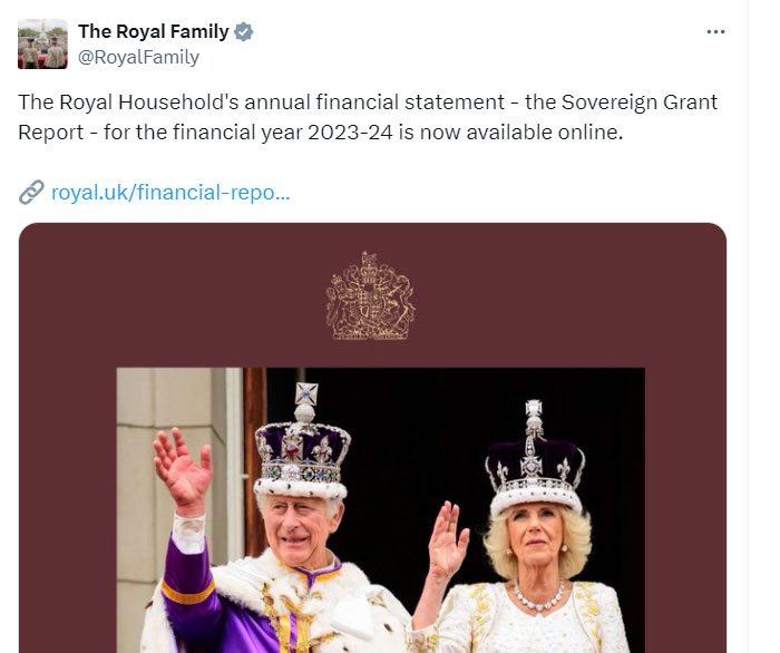 Buckingham Palace releases Royal Households annual financial statement