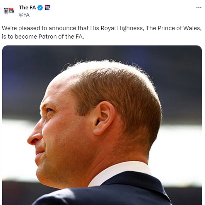 Prince William receives new patronage as he steps down as FA President