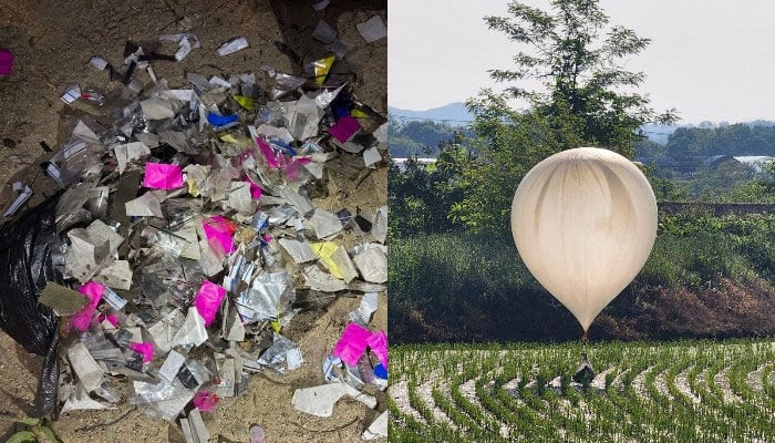 North Korea sent trash-filled balloons on the grounds of the US military base in South Korea. —Reuters