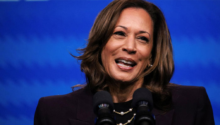 Kamala Harris addresses at the American Federation of Teachers. — Reuters