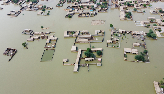 A general view of the submerged houses, following rains and floods during the monsoon season, in Dera Allah Yar, Jafferabad, on August 30, 2022. — Reuters