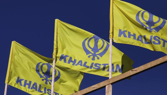 Khalistan flags are seen at the Guru Nanak Sikh Gurdwara temple, site of the June 2023 killing of Sikh leader Hardeep Singh Nijjar, in Surrey, British Columbia, Canada September 20, 2023. — Reuters