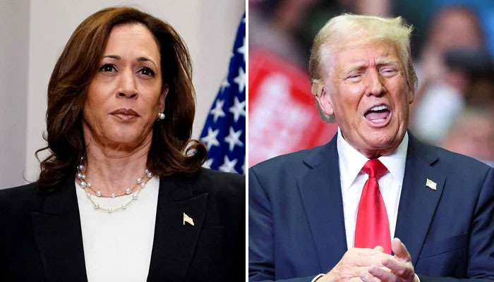 Kamala Harris (L) leads over Trump. —Reuters/File