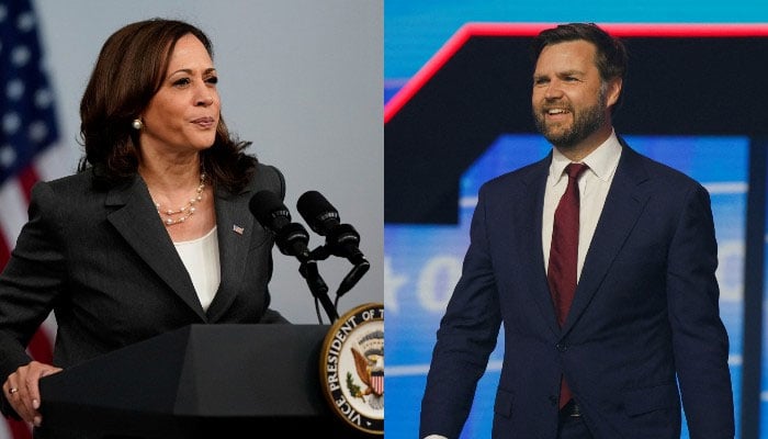 JD Vance (R) blasts Kamala Harris for questioning his loyalty. —Reuters