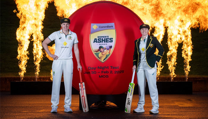 Australia captain Alyssa Healy (left) and vice-captain Tahlia McGrath pose for historic Womens Ashes Day-Night Test Match. — Cricket Australia/File