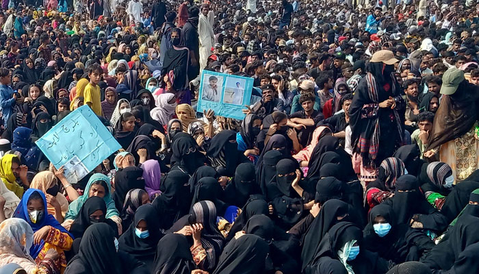 People from the Baloch community take part in a demonstration demanding greater rights in Gwadar of Pakistan´s Balochistan province on July 28, 2024. — AFP