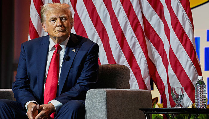 Former president of the US and Republican presidential nominee Donald Trump while speaking on a panel of the National Association of Black Journalists (NABJ) in Chicago, Illinois, US on July 31, 2024. — Reuters