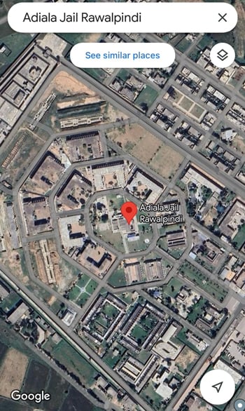 The location of Adiala Jail on Google Maps remains labeled as “Adiala Jail Rawalpindi” and not “Imran Khan Jail.”