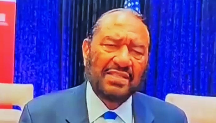 US Congressman Al Green speaks to journalists during the convention in this still taken from a video. —Geo News