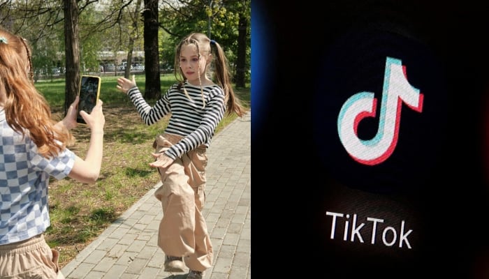 A combination of images showing young girls making a TikTok video and the TikTok logo. — Unsplash/Reuters/Files