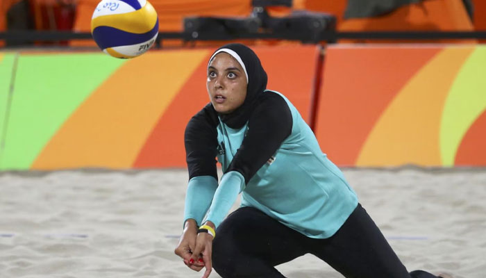 Egyptian volleyball team observed hijab while playing in the Paris Olympics. -Reuters