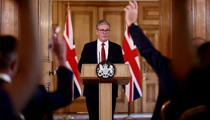 Britains Prime Minister Keir Starmer answers questions during a press conference following clashes after the Southport stabbing, at 10 Downing Street in central London on August 1, 2024. — AFP