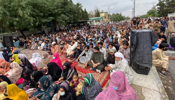 BYC protesters pictured at their ongoing sit-in in Gwadar, Balochistan on August 4, 2024. — Facebook/Baloch Yakjehti Committee