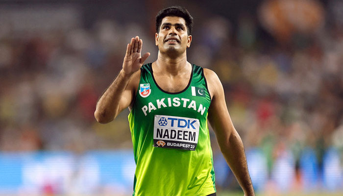 Pakistans javelin thrower Arshad Nadeem during the Mens Javelin Throw final at the World Athletics Championship in Budapest, Hungary on August 27, 2023. — Reuters