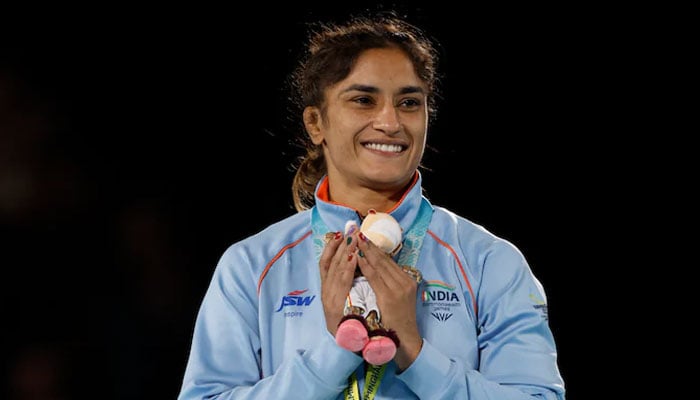 Vinesh Phogat smiling after winning a medal. — Reuters/File