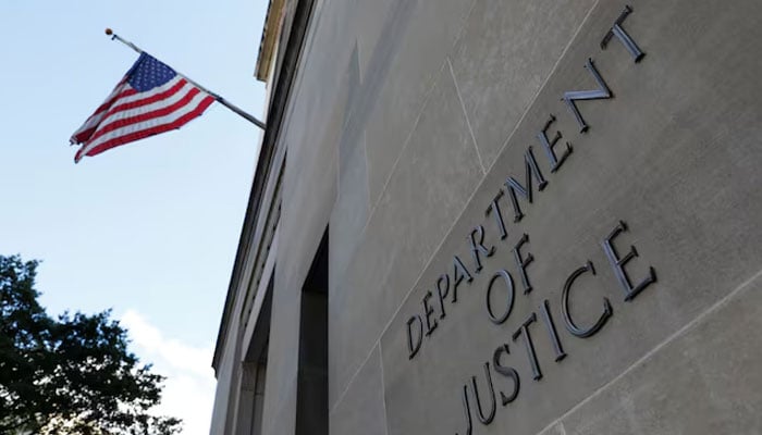 Signage is seen at the United States Department of Justice headquarters in Washington, DC, US, August 29, 2020. — Reuters