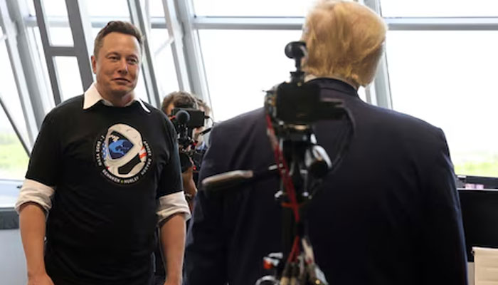 US President Donald Trump and Elon Musk are seen at the Firing Room Four after the launch of a SpaceX Falcon 9 rocket and Crew Dragon spacecraft on NASAs SpaceX Demo-2 mission to the International Space Station from NASAs Kennedy Space Center in Cape Canaveral, Florida, US May 30, 2020. — Reuters