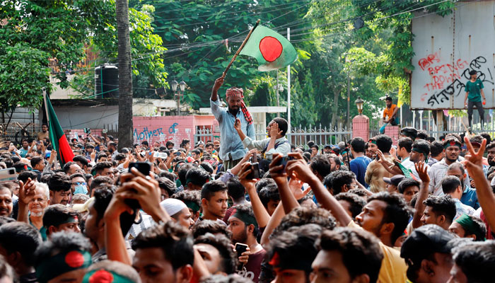 People celebrate the resignation of Prime Minister Sheikh Hasina in Dhaka, Bangladesh, August 5, 2024. — Reuters