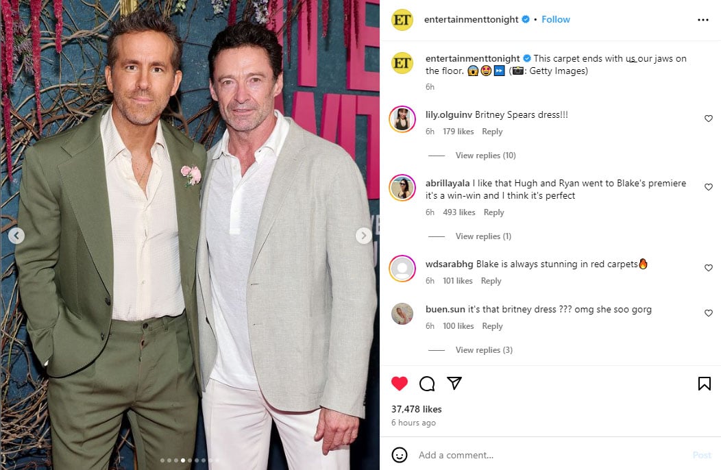 Ryan Reynolds, Hugh Jackman hit ‘It Ends With Us premiere in style