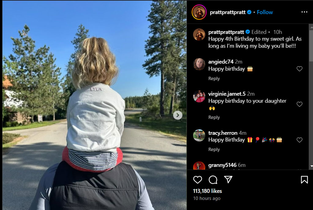 Chris Pratt celebrates daughter birthday in sweet way