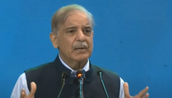 PM Shehbaz Sharif speaks during Ulema, Mashaikh Conference in Islamabad on August 8, 2024. — Screengrab via Geo News