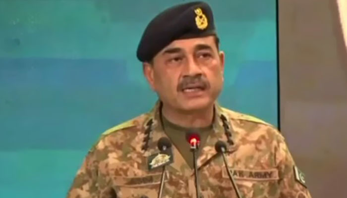 Chief of Army Staff (COAS) General Asim Munir speaks at the National Convention of Scholars on August 8, 2024, in this still taken from a video. — YouTube/Geo News