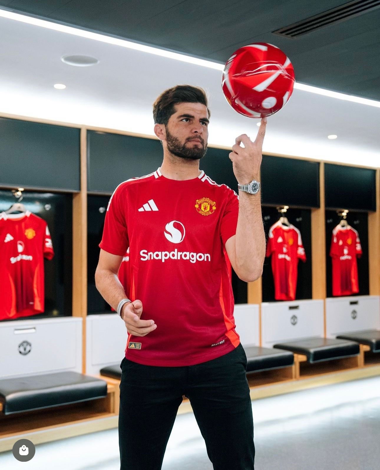 Cricket star Afridi is seen playing with a football while sporting a Manchester United jersey. — photo provided by reporters