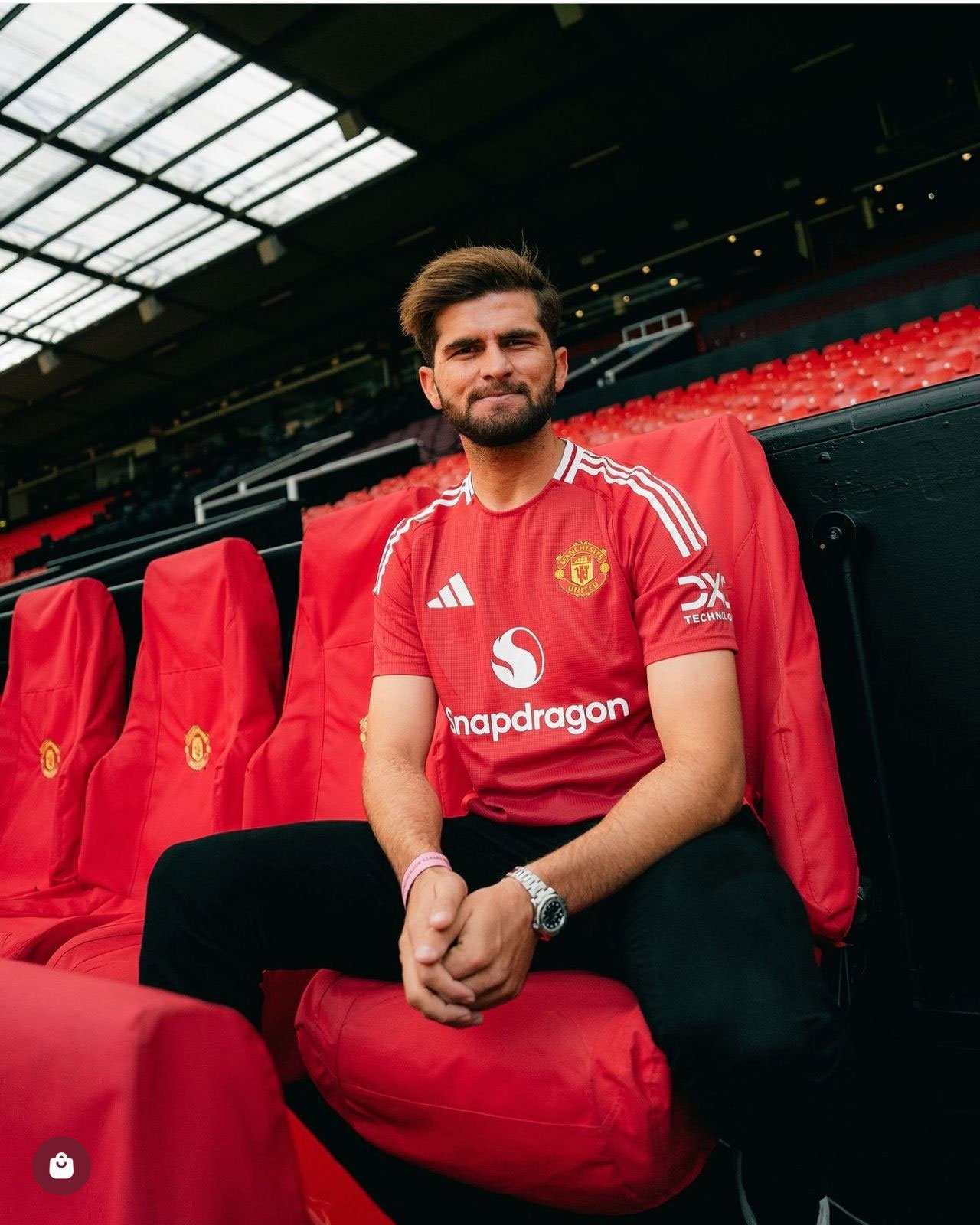 Shaheen Afridi is seen during a photoshoot at the stadium in Old Trafford. — photo provided by reporters