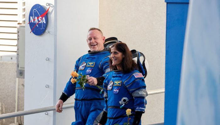 Barry Wilmore and Sunita Williams before boarding the Boeing Starliner at Cape Canaveral, Florida, on June 5, 2024.— Reuters