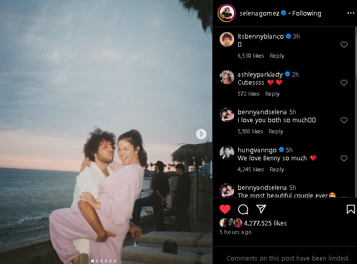 Selena Gomez shared carousal of photos with Benny Blanco