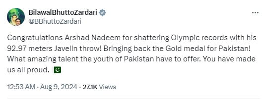 ‘Pride of nation: Pakistan heaps praise on Arshad Nadeem