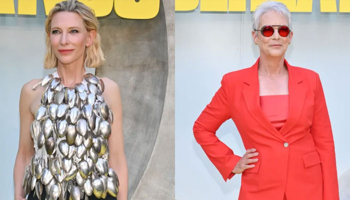 Jamie Lee Curtis assists Cate Blanchett during wardrobe malfunction