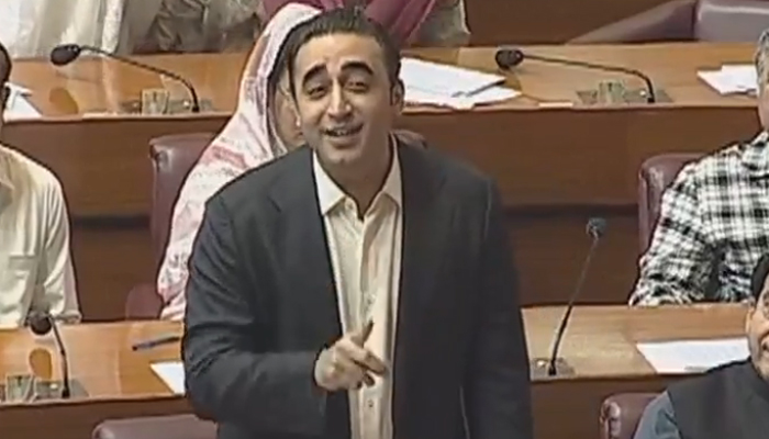 PPP Chairman Bilawal Bhutto-Zardari speaks during the National Assembly session in Islamabad on August 9, 2024. — Facebook/@NationalAssemblyOfPakistan