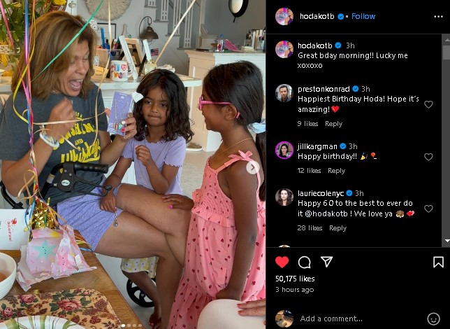 Hoda Kotb marked 60th birthday with her daughters, Haley, 7, and Hope, 4