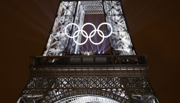 Celine Dion performs on the Eiffel Tower during the opening ceremony on July 26, 2024. — Reuters