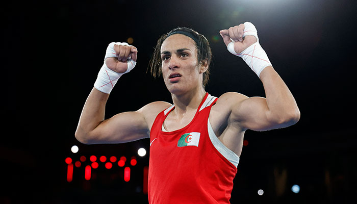 Imane Khelif of Algeria celebrates winning against Liu Yang of China at the Roland-Garros Stadium, Paris, France on August 9, 2024. — Reuters