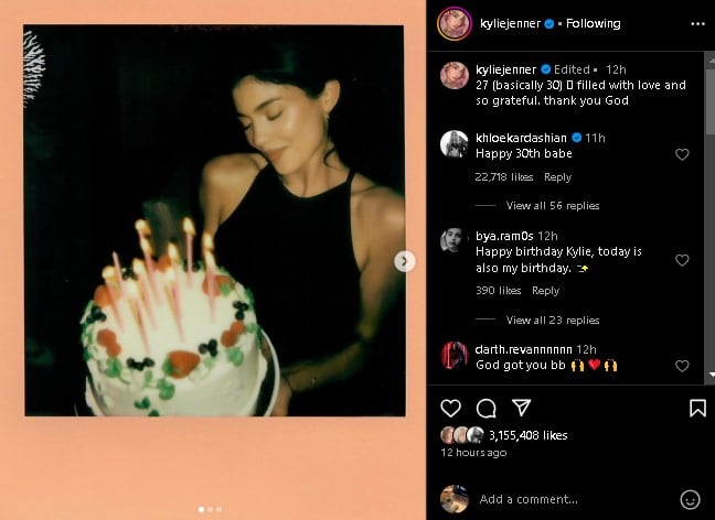 Kylie Jenner celebrated her 27th (30th) birthday on Saturday