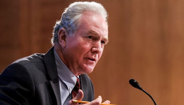 US Senator Chris Van Hollen at a Senate hearing in Washington, DC, US on February 14, 2022. — Reuters