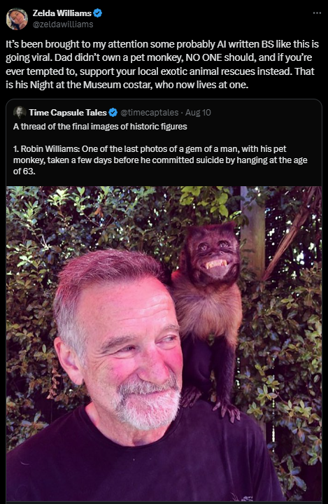 Robin Williams daughter Zelda clears up controversy about his pet Monkey