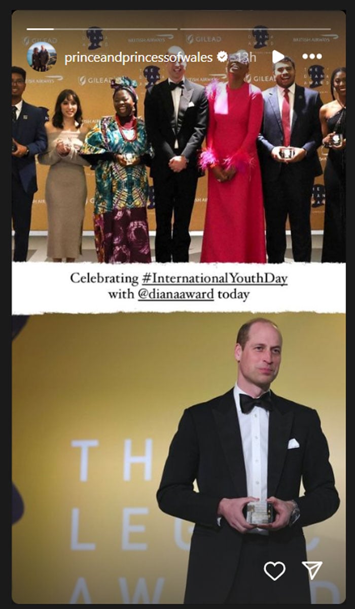 Prince William celebrates International Youth Day with Diana Award