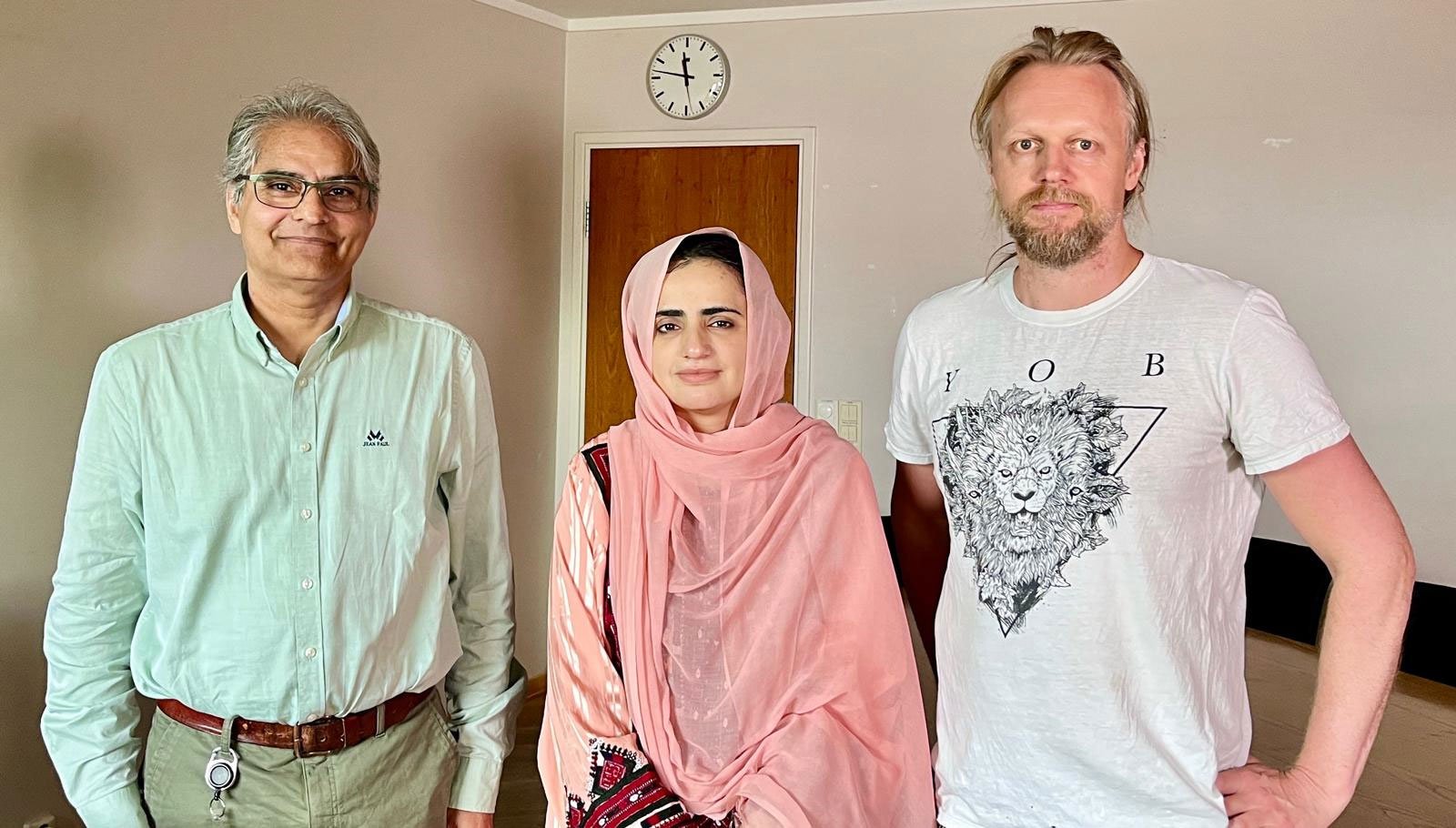 Mahrang Baloch after an interview conducted in Oslo by NRK journalist Atta Ansari, which was recorded by video journalist Ola Hana.