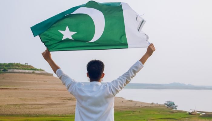 The picture shows a person holding Pakistans flag. — Canva