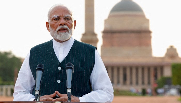 Indian Prime Minister Narendra Modi addresses the media at the Presidential Palace in New Delhi, India, June 7, 2024. — Reuters