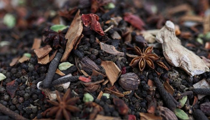 A variety of Indian spices at a roadside make-shift shop in the old quarters of Delhi, India on May 3, 2024. — Reuters