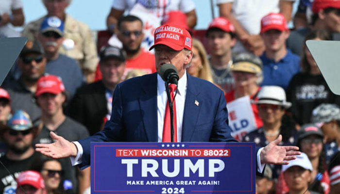 Former US President and Republican presidential candidate Donald Trump speaks during his campaign event, in Racine, Wisconsin, US June 18, 2024. — Reuters