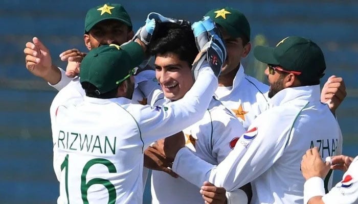 Naseem Shah and Mohammad Rizwan spotted together during a cricket match. — AFP/File