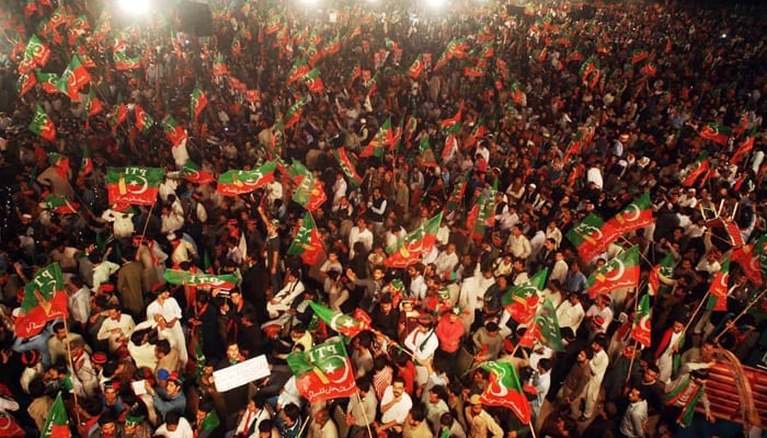 PTI activists can be seen at Parade Ground during a party gathering in 2016. — Geo.tv/File